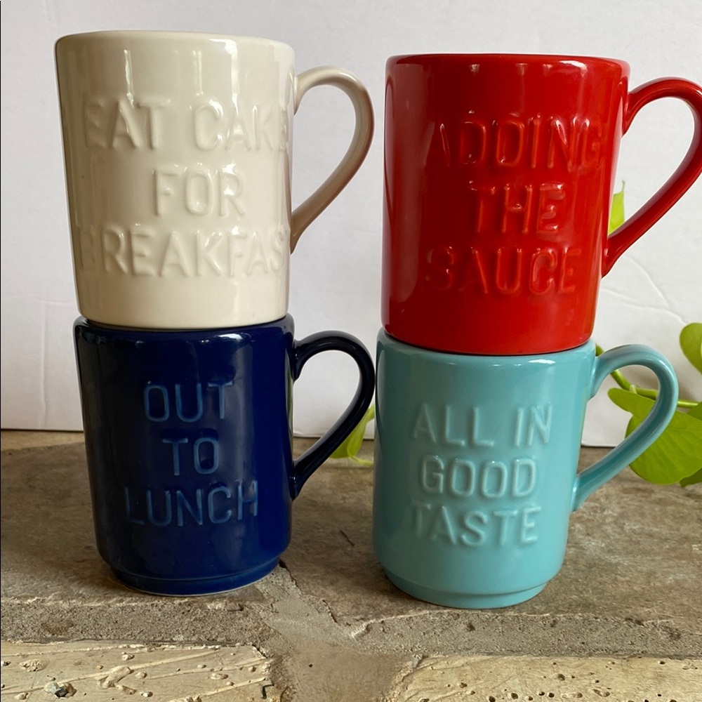 Kate Spade Collaboration With Lenox “All In Good Taste” Stacking Ceramic Mug Set - Picture 2 of 11